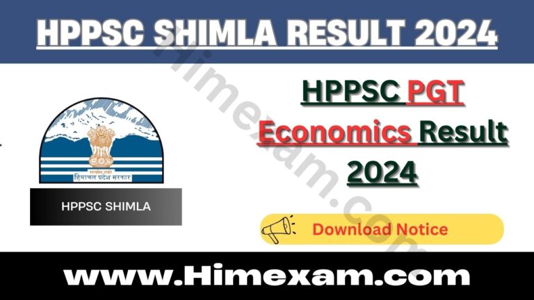 HPPSC PGT Economics Result 2024