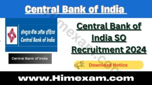 Central Bank of India SO Recruitment 2024