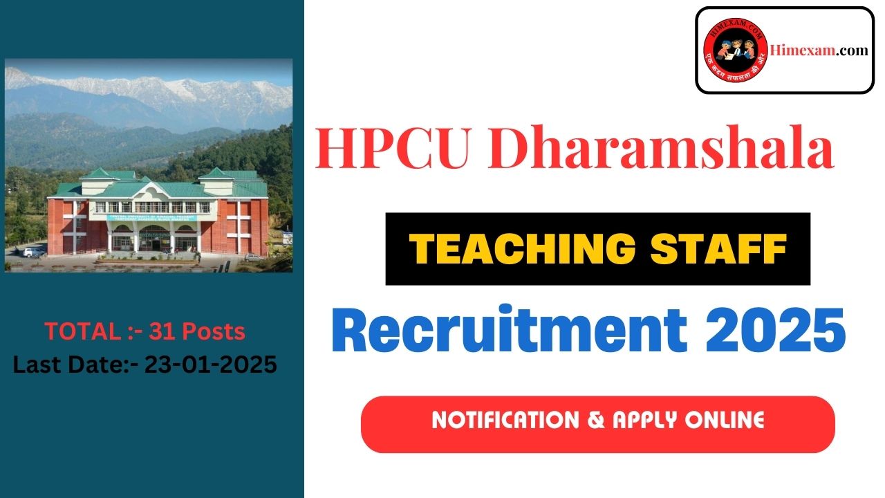 HPCU Dharamshala Teaching Staff Recruitment 2025