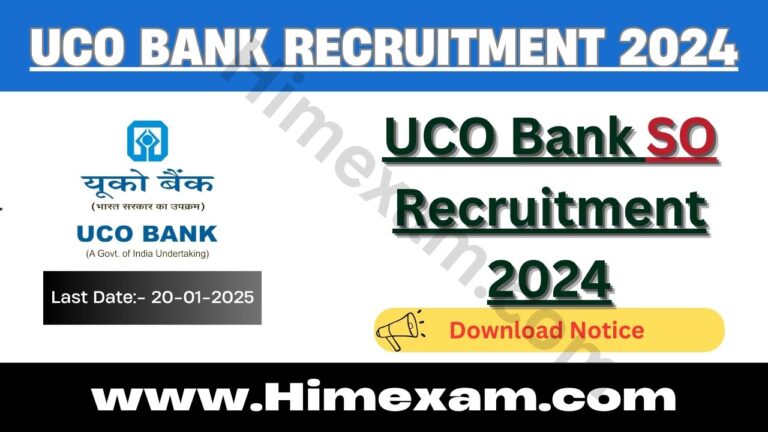 UCO Bank SO Recruitment 2024