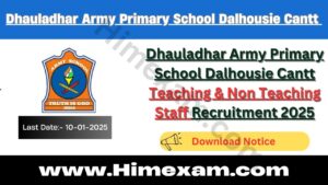 Dhauladhar Army Primary School Dalhousie Cantt Teaching & Non Teaching Staff Recruitment 2025