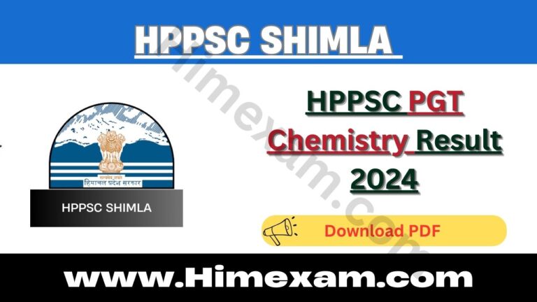 HPPSC PGT Chemistry Result 2024