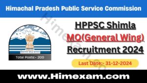 HPPSC Shimla MO(General Wing) Recruitment 2024