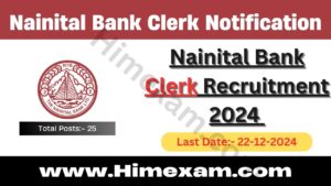 Nainital Bank Clerk Recruitment 2024