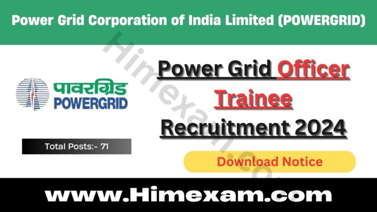 Power Grid Officer Trainee Recruitment 2024