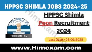 HPPSC Shimla Peon Recruitment 2024