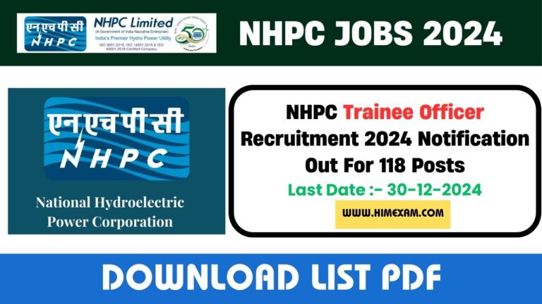 NHPC Trainee Officer Recruitment 2024 Notification Out For 118 Posts