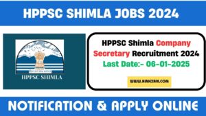 HPPSC Shimla Company Secretary Recruitment 2024