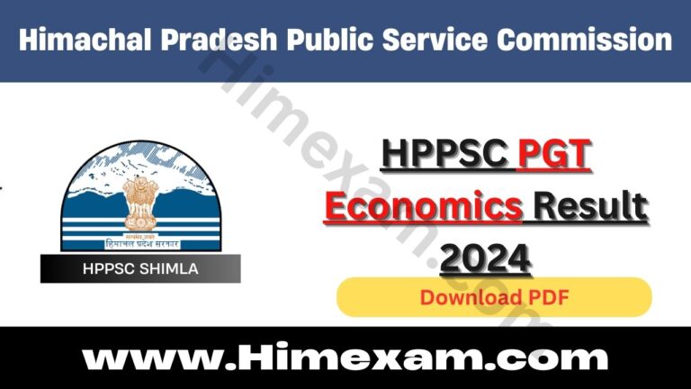 HPPSC PGT Economics Result 2024