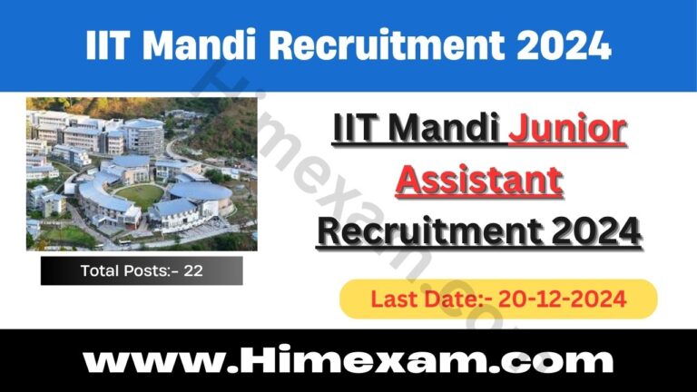 IIT Mandi Junior Assistant Recruitment 2024