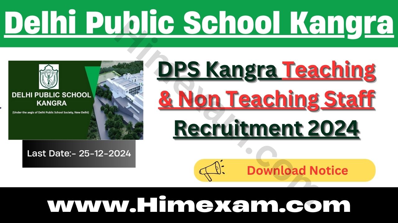 DPS Kangra Teaching & Non Teaching Staff Recruitment 2024