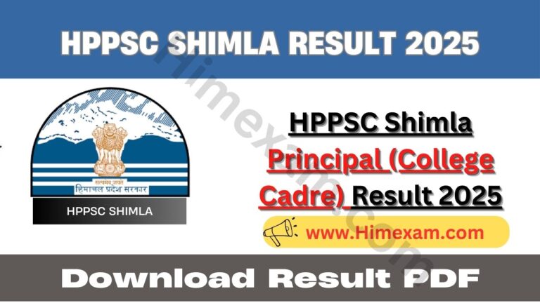 HPPSC Shimla Principal (College Cadre) Result 2025