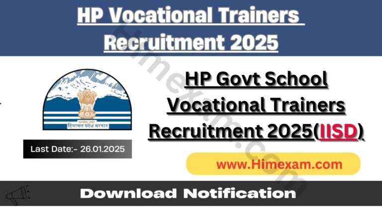 HP Govt School Vocational Trainers Recruitment 2025(IISD)