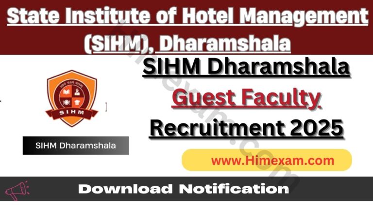 SIHM Dharamshala Guest Faculty Recruitment 2025