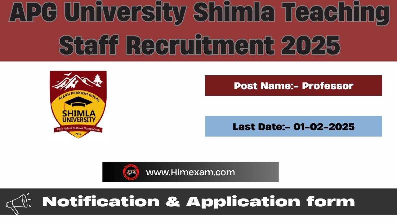 APG University Shimla Teaching Staff Recruitment 2025