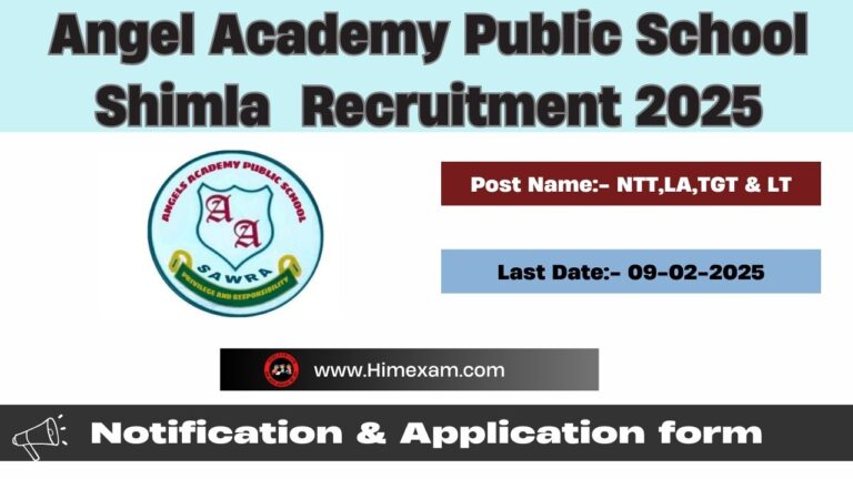 Angel Academy Public School Shimla Teaching & Non Teaching Staff Recruitment 2025