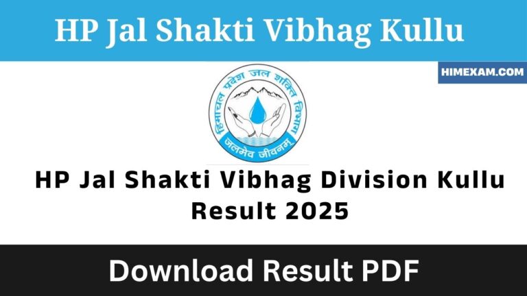 HP Jal Shakti Vibhag Division Kullu Result 2025