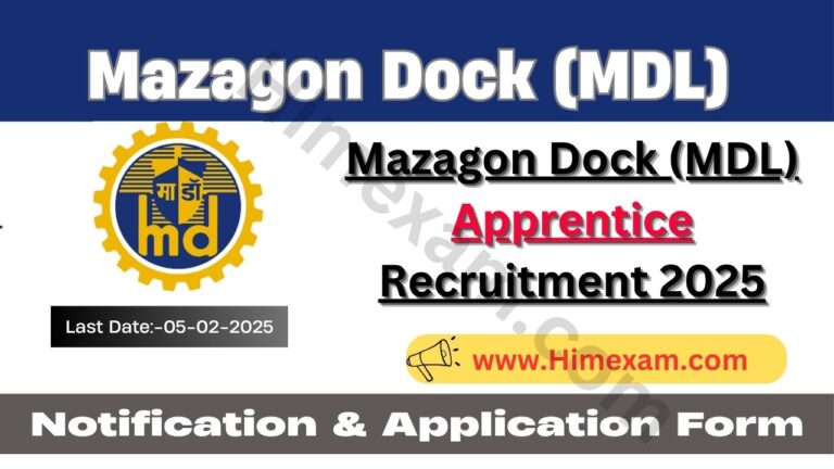 Mazagon Dock (MDL) Apprentice Recruitment 2025