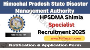 HPSDMA Shimla Specialist Recruitment 2025