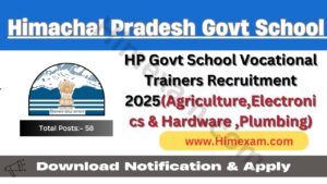 Himachal Govt School Vocational Trainers Recruitment 2025