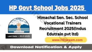 Himachal Sen. Sec. School Vocational Trainers Recruitment 2025