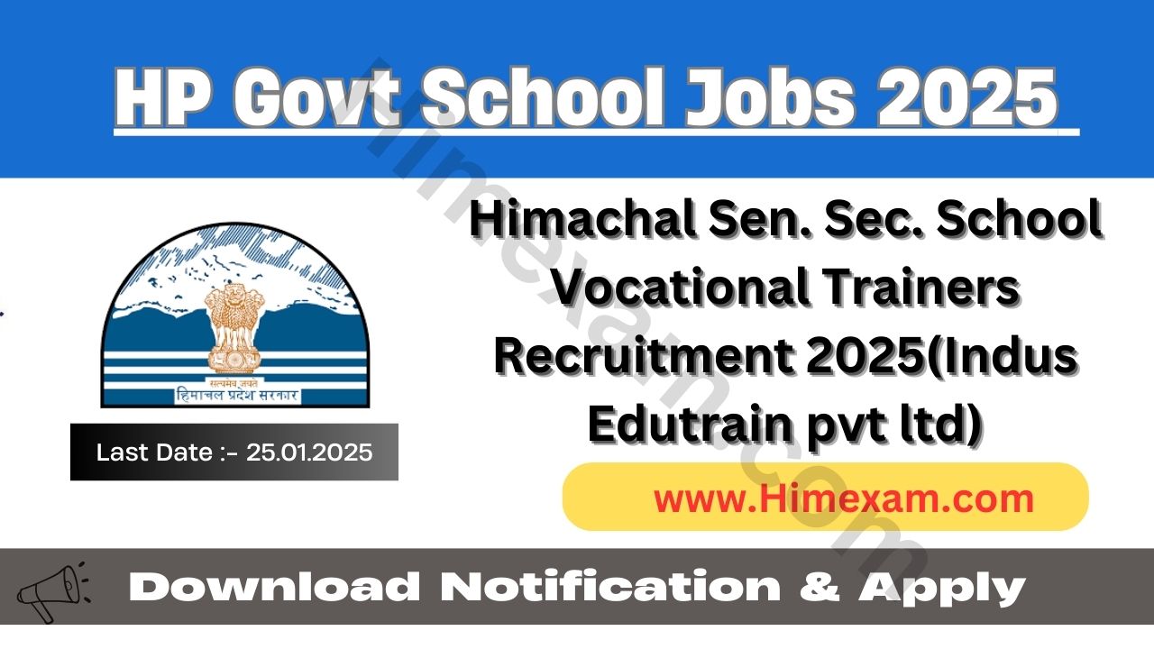 Himachal Sen. Sec. School Vocational Trainers Recruitment 2025