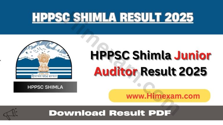 HPPSC Shimla Junior Auditor Result 2025