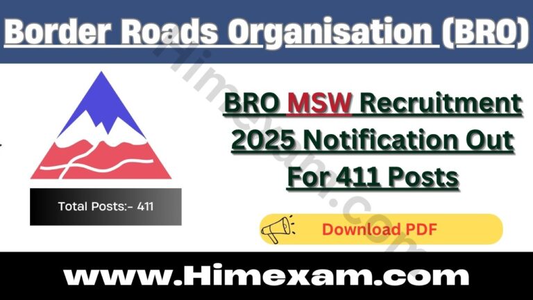 BRO MSW Recruitment 2025 Notification Out For 411 Posts