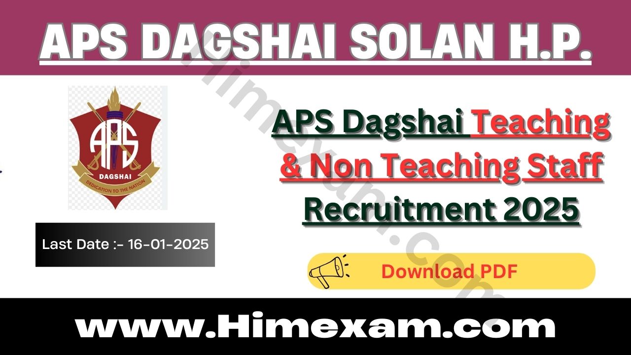 APS Dagshai Teaching & Non Teaching Staff Recruitment 2025