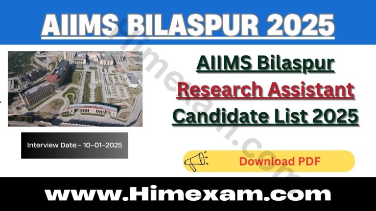 AIIMS Bilaspur Research Assistant Candidate List 2025