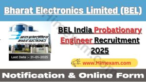 BEL India Probationary Engineer Recruitment 2025