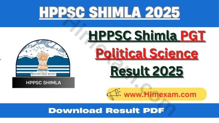 HPPSC Shimla PGT Political Science Result 2025