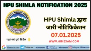 HPU Shimla All Notifications 07 January 2025