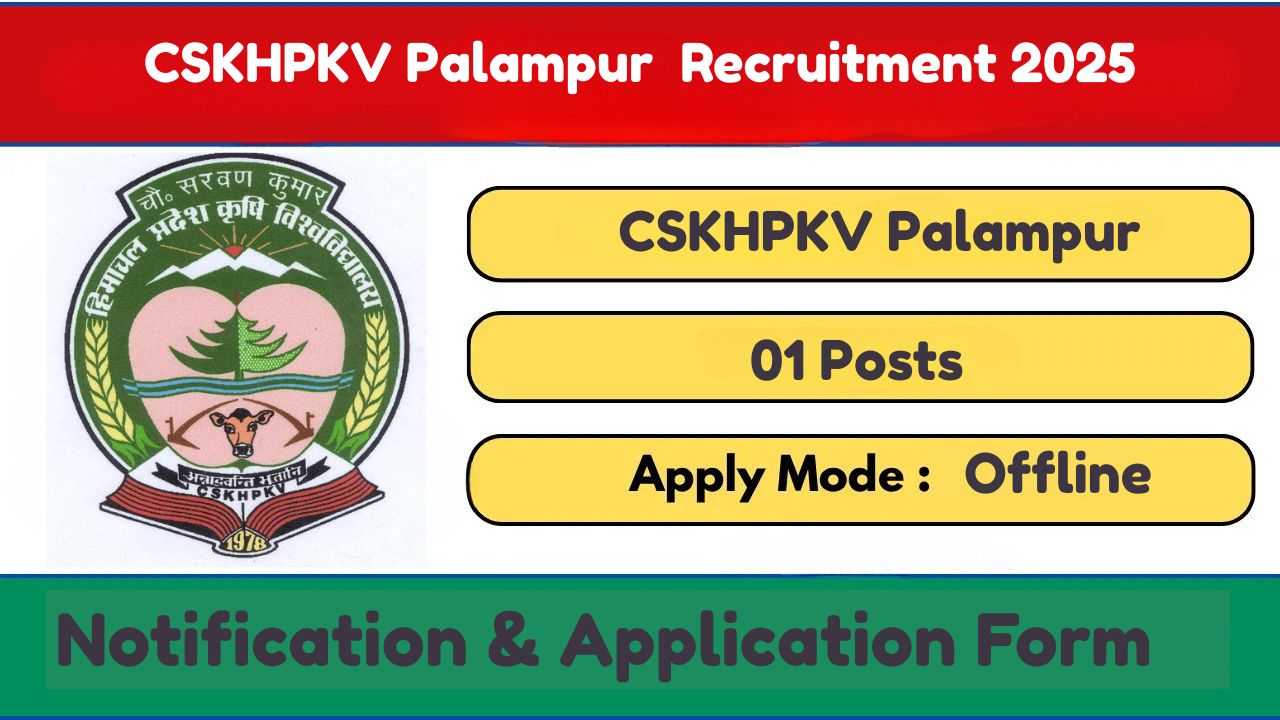 CSKHPKV Palampur SRF Recruitment 2025