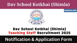 Dav School Kotkhai (Shimla) Teaching Staff Recruitment 2025