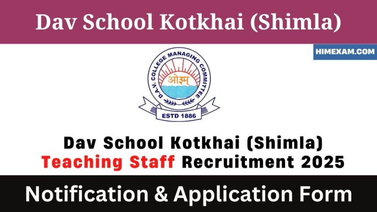 Dav School Kotkhai (Shimla) Teaching Staff Recruitment 2025