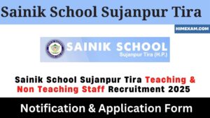 Sainik School Sujanpur Tira Teaching & Non Teaching Staff Recruitment 2025