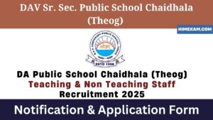 DAV Public School Chaidhala (Theog) Teaching & Non Teaching Staff Recruitment 2025