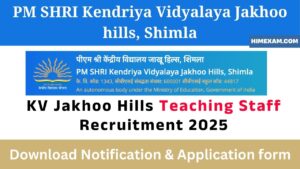 KV Jakhoo Hills Teaching Staff Recruitment 2025