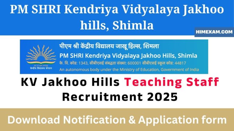 KV Jakhoo Hills Teaching Staff Recruitment 2025