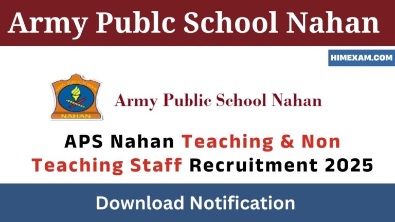 APS Nahan Teaching & Non Teaching Staff Recruitment 2025