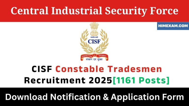 CISF Constable Tradesmen Recruitment 2025