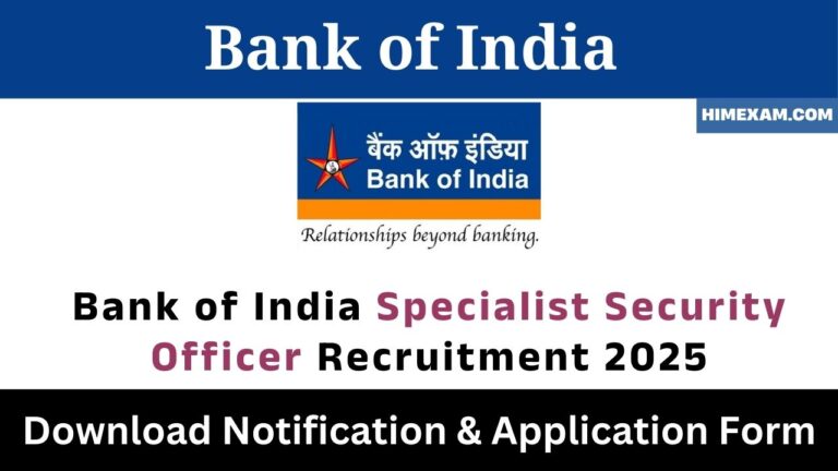 Bank of India Specialist Security Officer Recruitment 2025