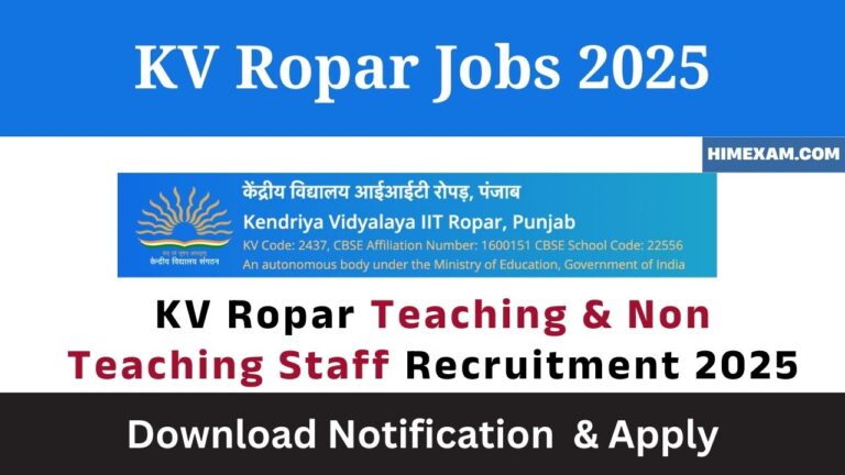 KV Ropar Teaching & Non Teaching Staff Recruitment 2025