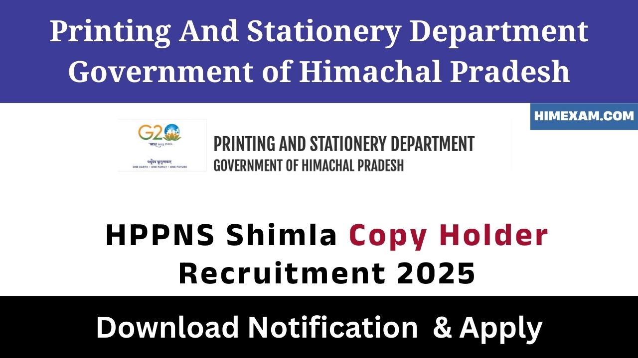 HPPNS Shimla Copy Holder Recruitment 2025