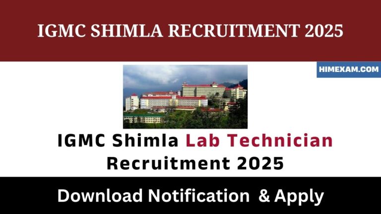 IGMC Shimla Lab Technician Recruitment 2025