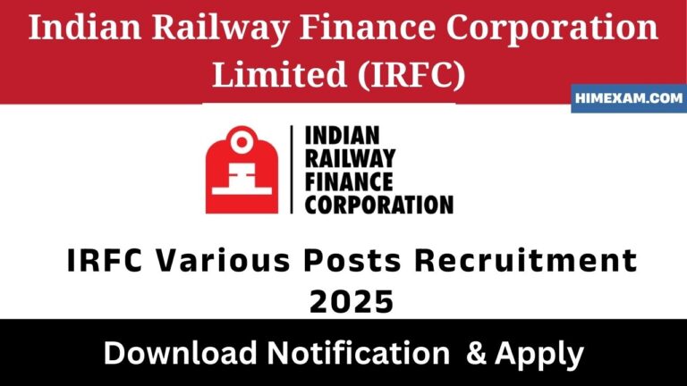 IRFC Various Posts Recruitment 2025