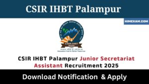 CSIR IHBT Palampur Junior Secretariat Assistant Recruitment 2025