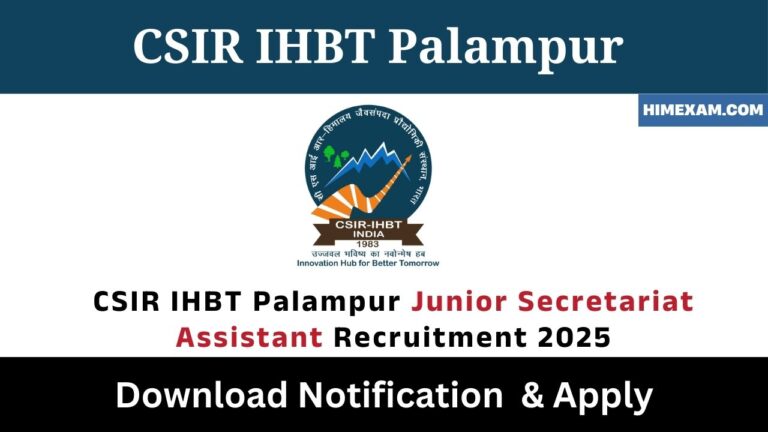 CSIR IHBT Palampur Junior Secretariat Assistant Recruitment 2025