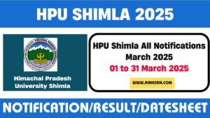 HPU Shimla All Notifications March 2025